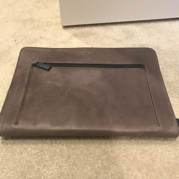 Ted Baker London Accessories Grey Leather Laptop Case Poshmark